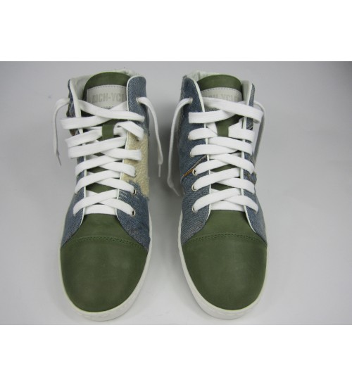 Deluxe handmade sneakers green leather